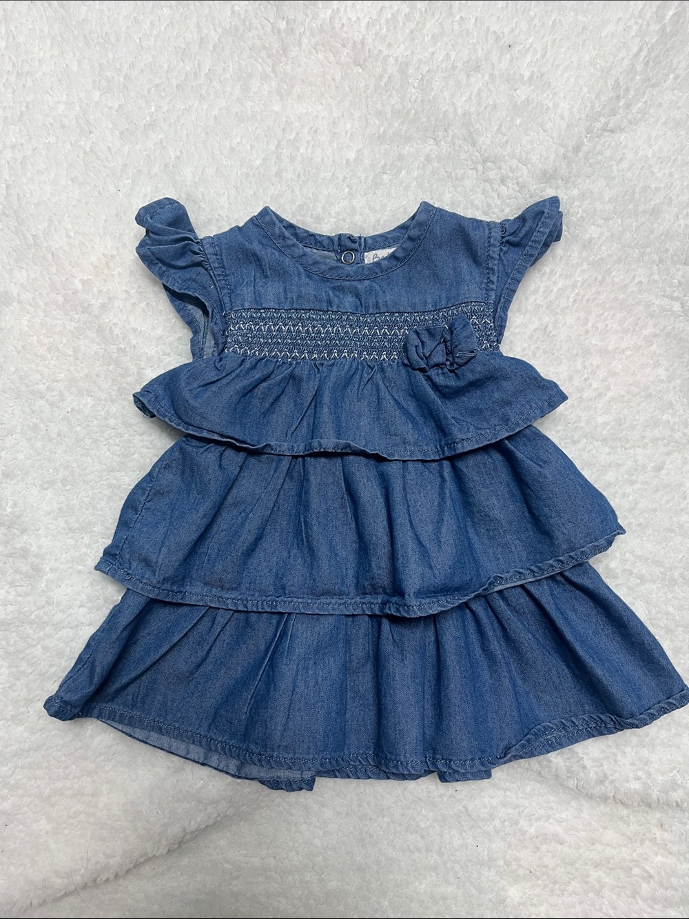 4/25$ Denim Tiered Ruffle Kids Dress - Blue